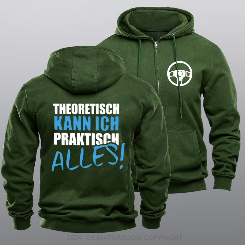 Maturelion Theoretisch Kann Ich Praktisch Alles Reißverschluss Hoodie