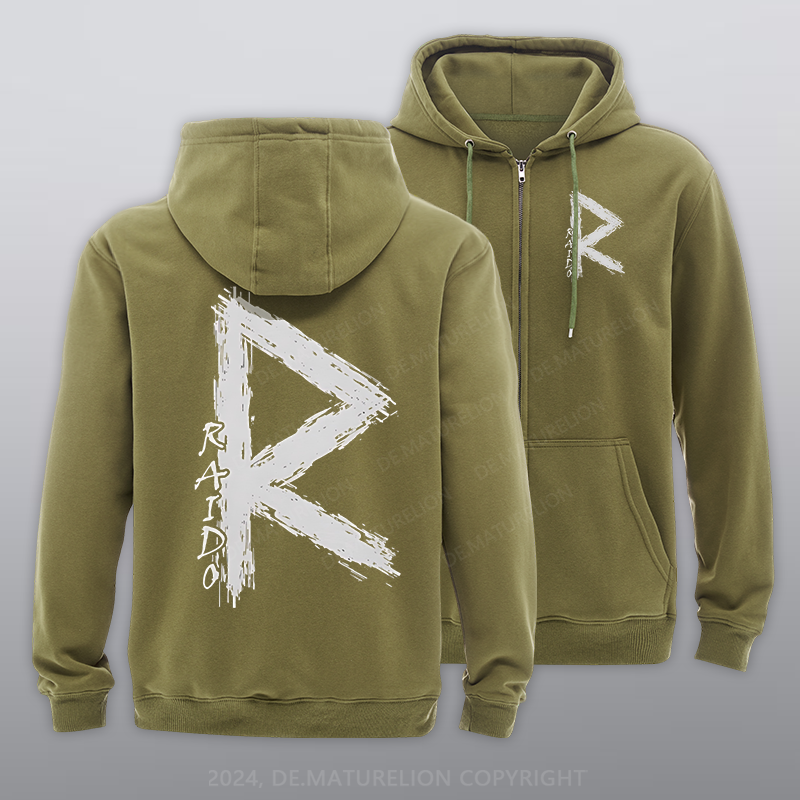 Maturelion Raido Rune Wikinger Reißverschluss Hoodie
