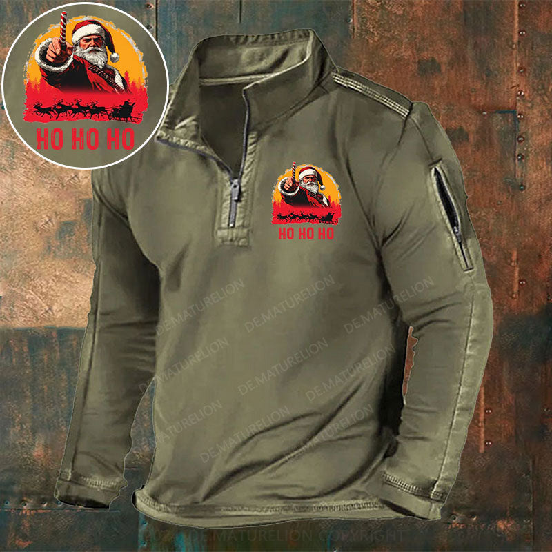 Ho Ho Ho Stehkragen Reißverschluss Polo Shirt