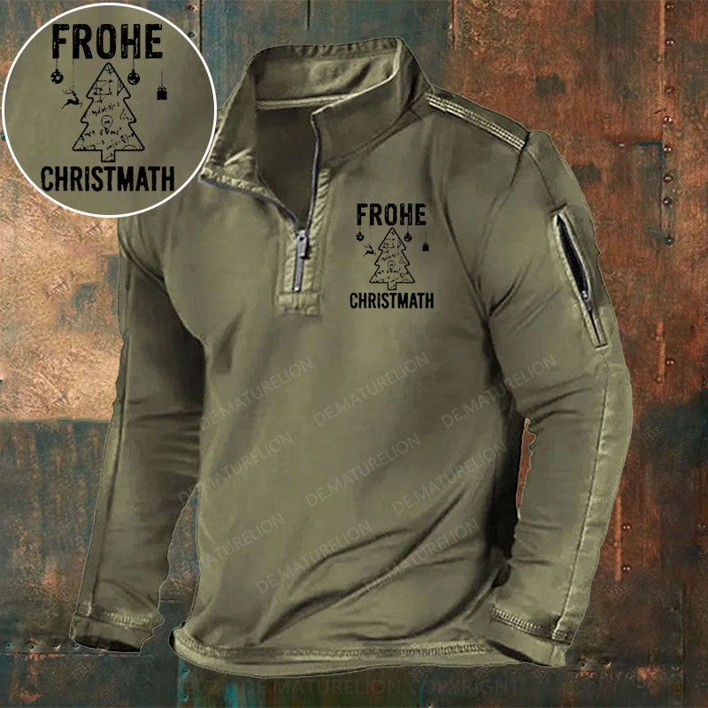 Frohe Christmath Stehkragen Reißverschluss Polo Shirt