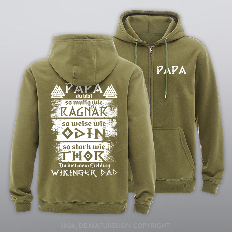 Maturelion Wikinger Papa Reißverschluss Hoodie