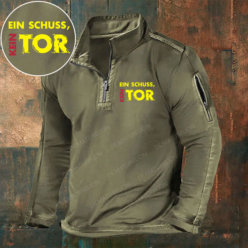 Ein Schuss Kein Tor Stehkragen Reißverschluss Polo Shirt