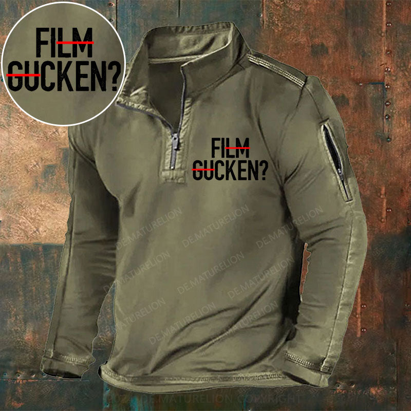 Film Gucken Stehkragen Reißverschluss Polo Shirt
