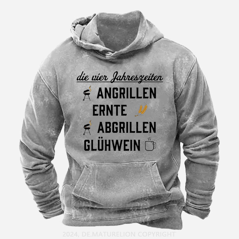Die vier Jahreszeiten Angrillen Ernte Abgrillen Glühwein Hoodie