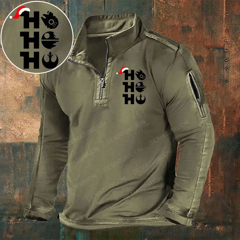 Ho Ho Ho Stehkragen Reißverschluss Polo Shirt