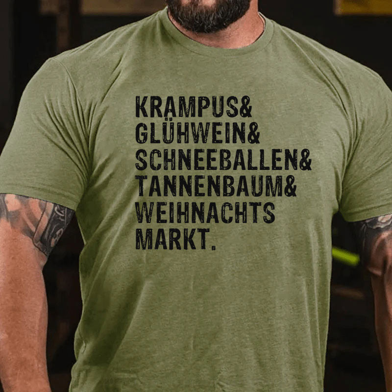 Krampus Glühwein Schneeballen Tannenbaum Weihnachtsmarkt T-Shirt