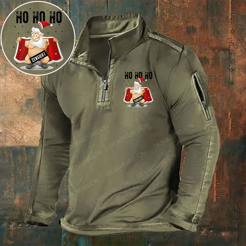 HO HO HO Weihnachten Stehkragen Reißverschluss Polo Shirt
