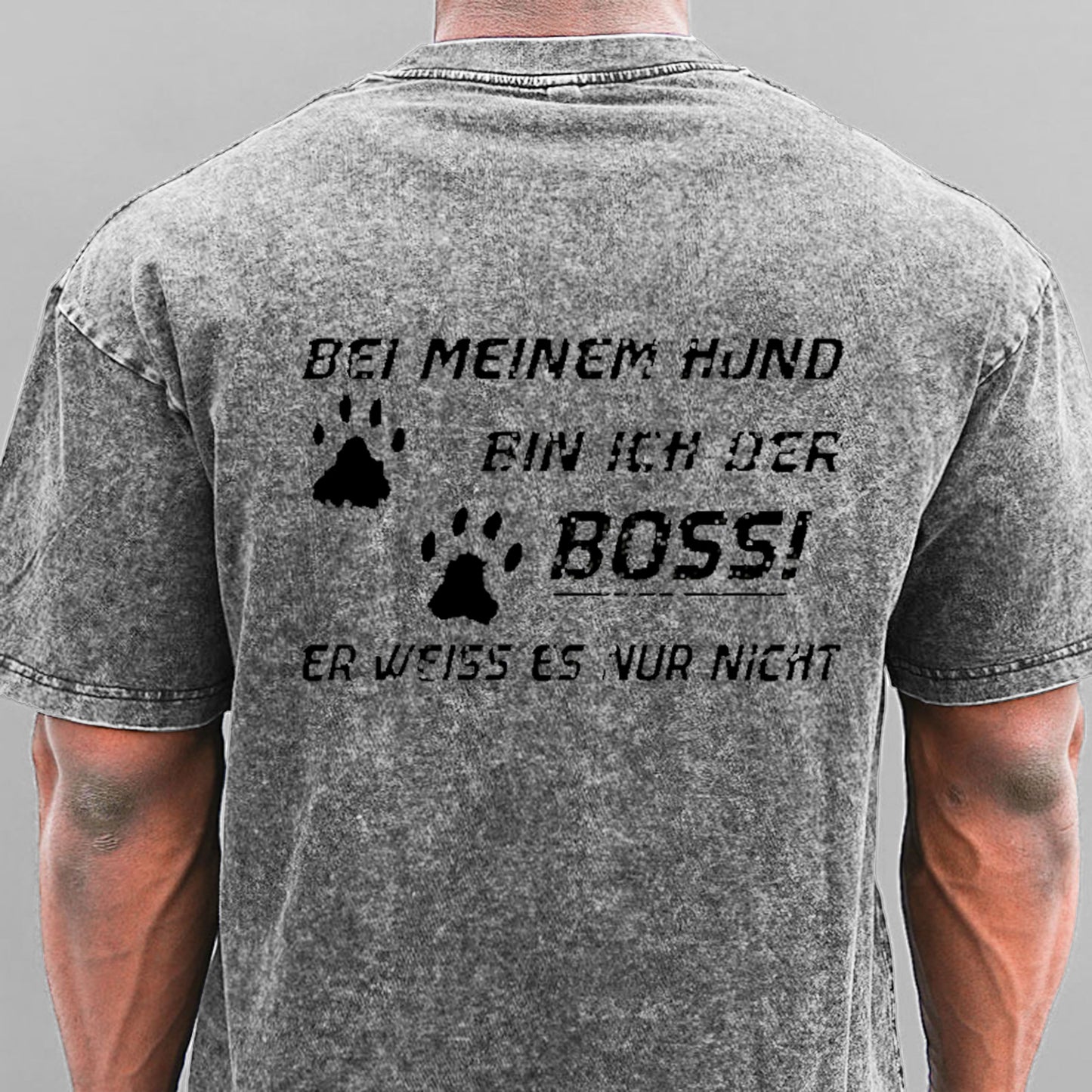 Bei Meinem Hund Bin Ich Der Boss! Er Weiss Es Nur Nicht Gewaschene Vintage T-Shirt