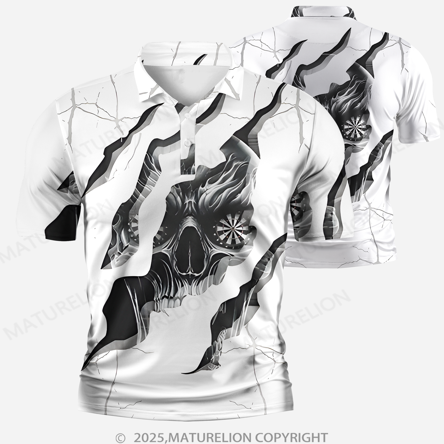 Maturelion Männer Voll-Print Polo Shirt
