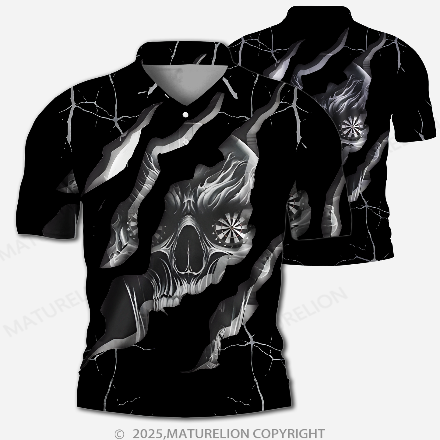 Maturelion Männer Voll-Print Polo Shirt