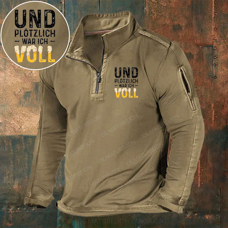 Und Plötzlich War Ich Voll Stehkragen Reißverschluss Polo Shirt