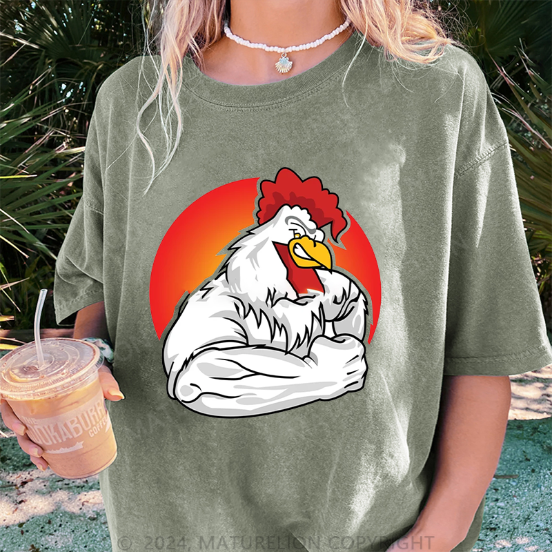 Maturelion Gym Damen Gewaschene Vintage T-Shirt