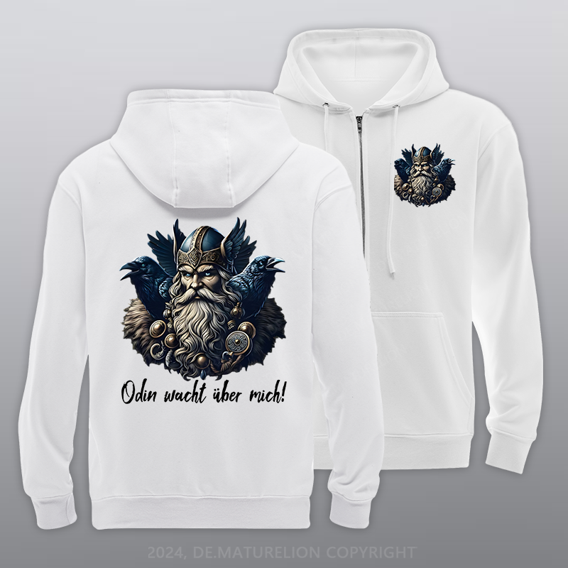 Maturelion Odin wacht über mich Reißverschluss Hoodie