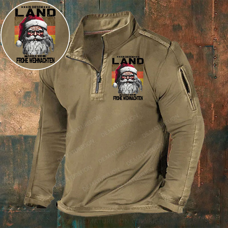 In diesem Land sagen wir Frohe Weihnachten Stehkragen Reißverschluss Polo Shirt