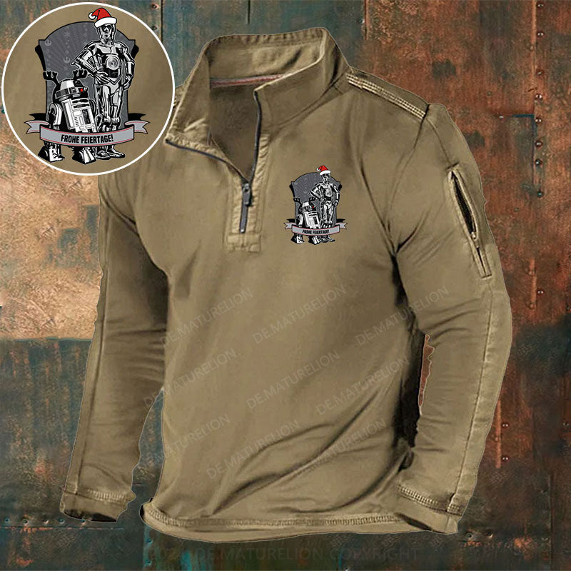 Frohe Feiertage Stehkragen Reißverschluss Polo Shirt