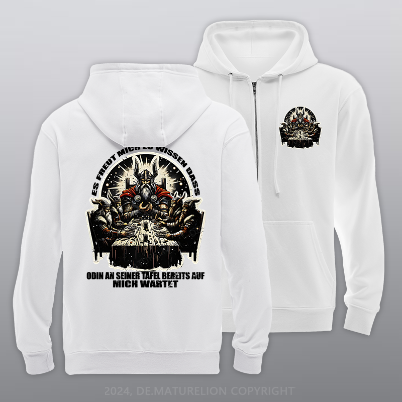 Maturelion Odin wartet an seiner Tafel auf mich Reißverschluss Hoodie