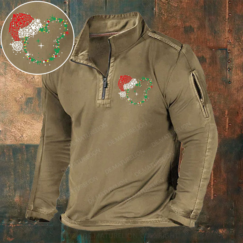 Weihnachten Stehkragen Reißverschluss Polo Shirt