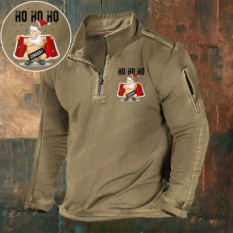 HO HO HO Weihnachten Stehkragen Reißverschluss Polo Shirt