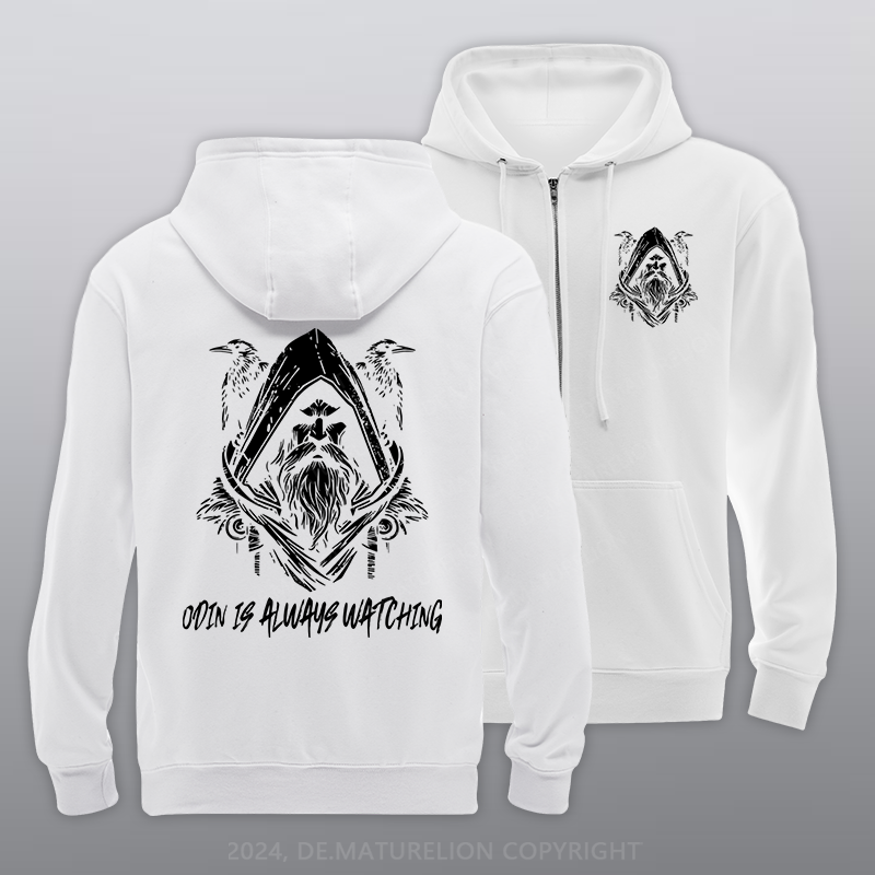 Maturelion Odin is Always watching Reißverschluss Hoodie