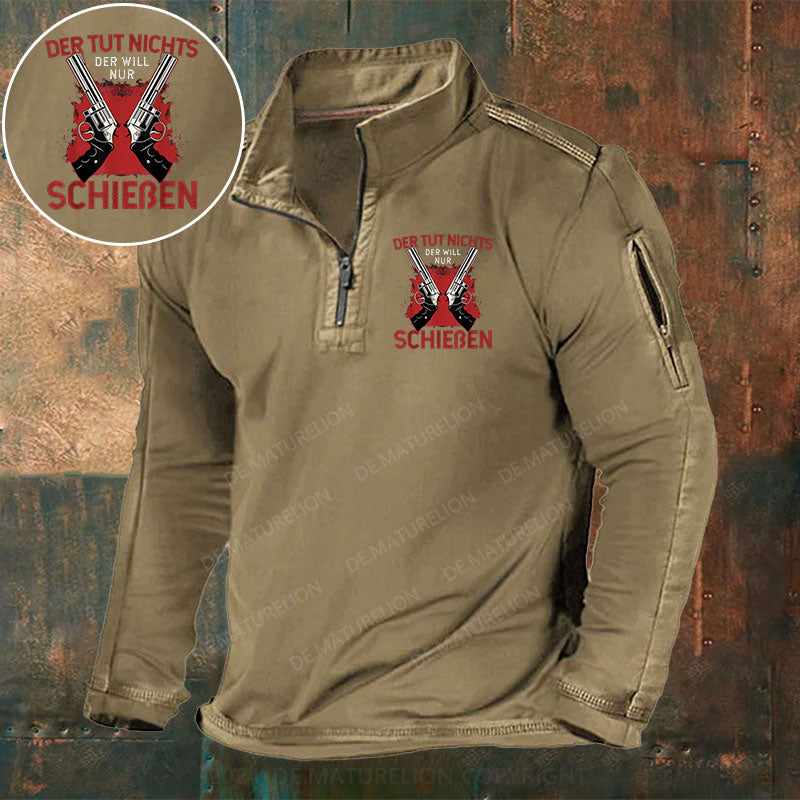 Schützenfest Schießen Schießsport Waffe Sportschütze Stehkragen Reißverschluss Polo Shirt
