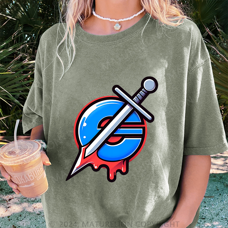 Maturelion IE Damen Gewaschene Vintage T-Shirt