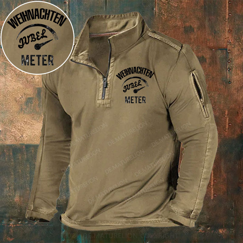 Weihnachten Jubel Meter Stehkragen Reißverschluss Polo Shirt
