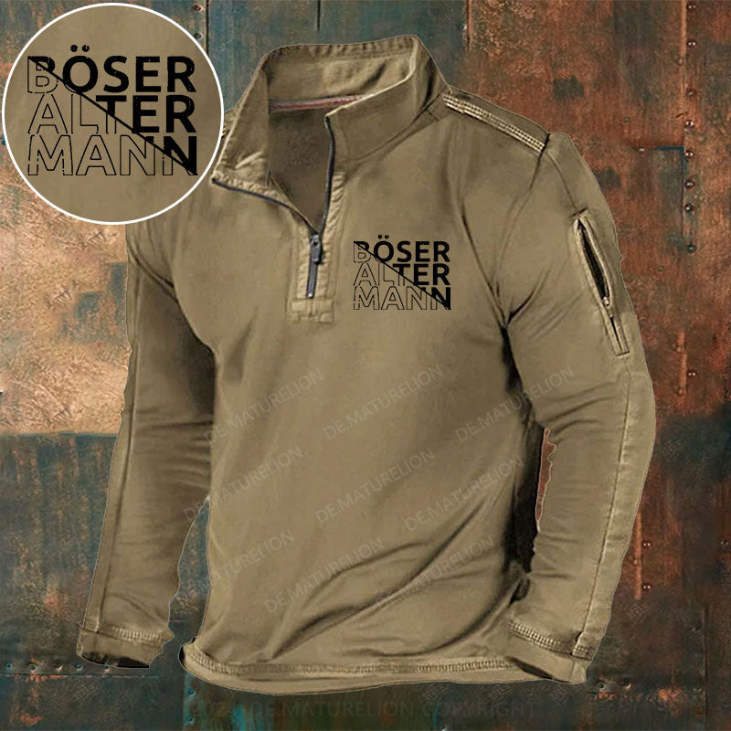 Böser Alter Mann Stehkragen Reißverschluss Polo Shirt