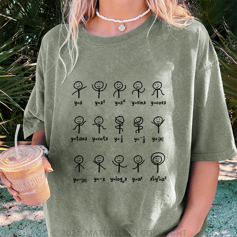Maturelion Mathe Damen Gewaschene Vintage T-Shirt