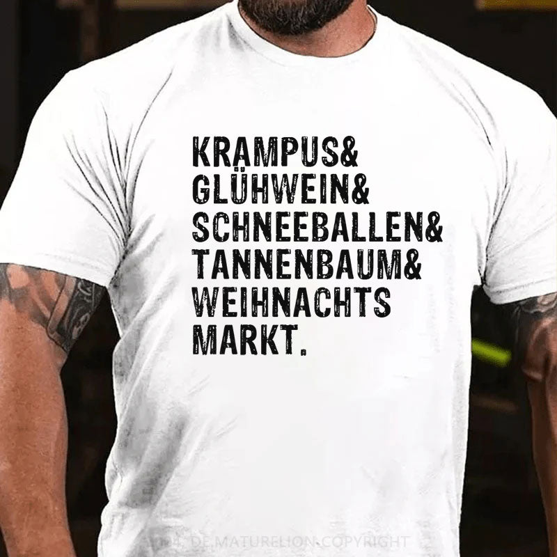Krampus Glühwein Schneeballen Tannenbaum Weihnachtsmarkt T-Shirt