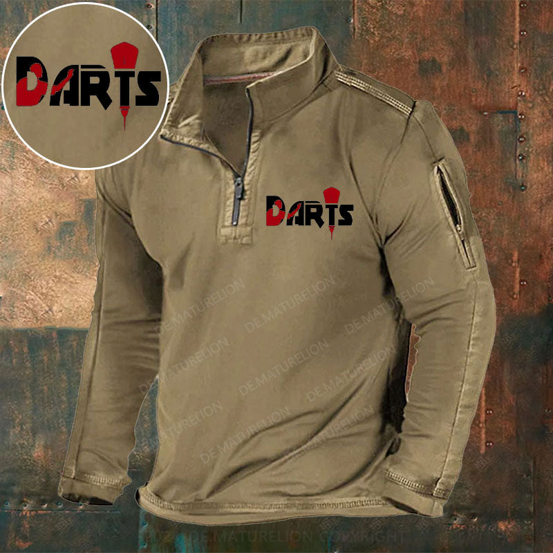 Darts Sport Stehkragen Reißverschluss Polo Shirt