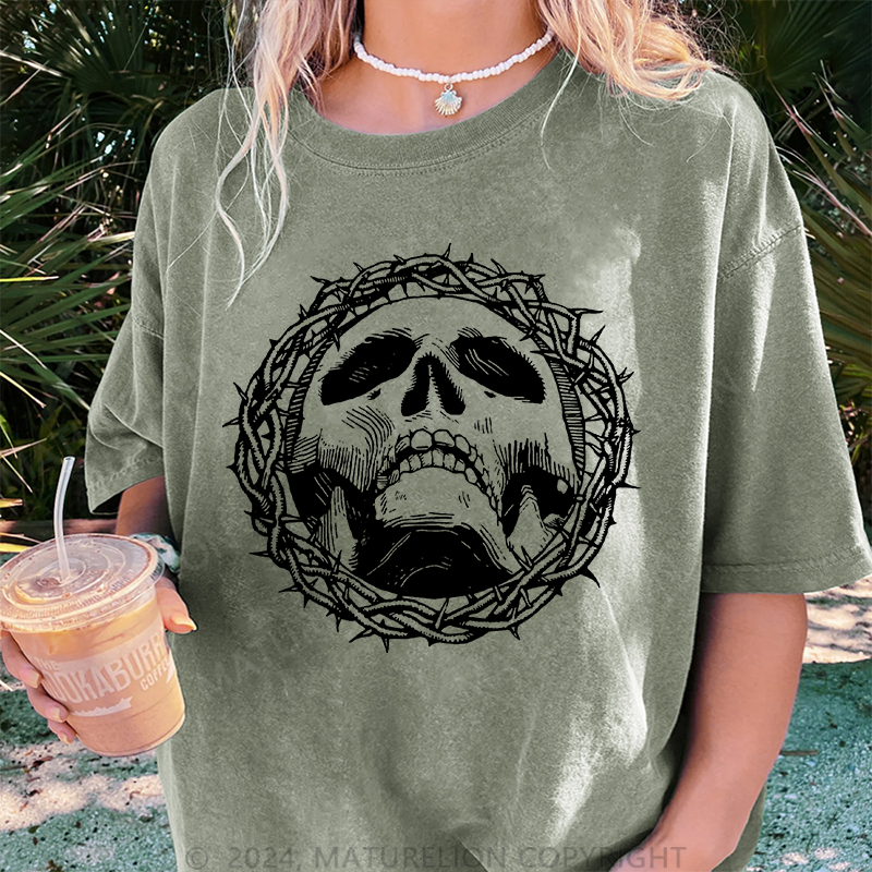 Maturelion Christus Damen Gewaschene Vintage T-Shirt