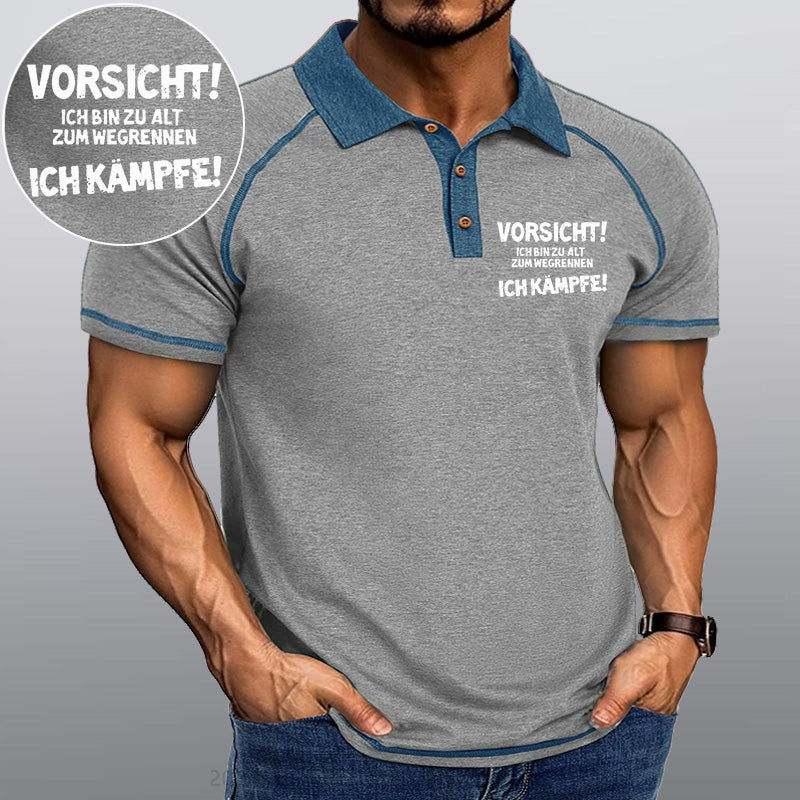 Maturelion Vorsicht Ich Bin Zu Alt Zum Wegrennen Ich Kämpfe Kragen T-Shirt