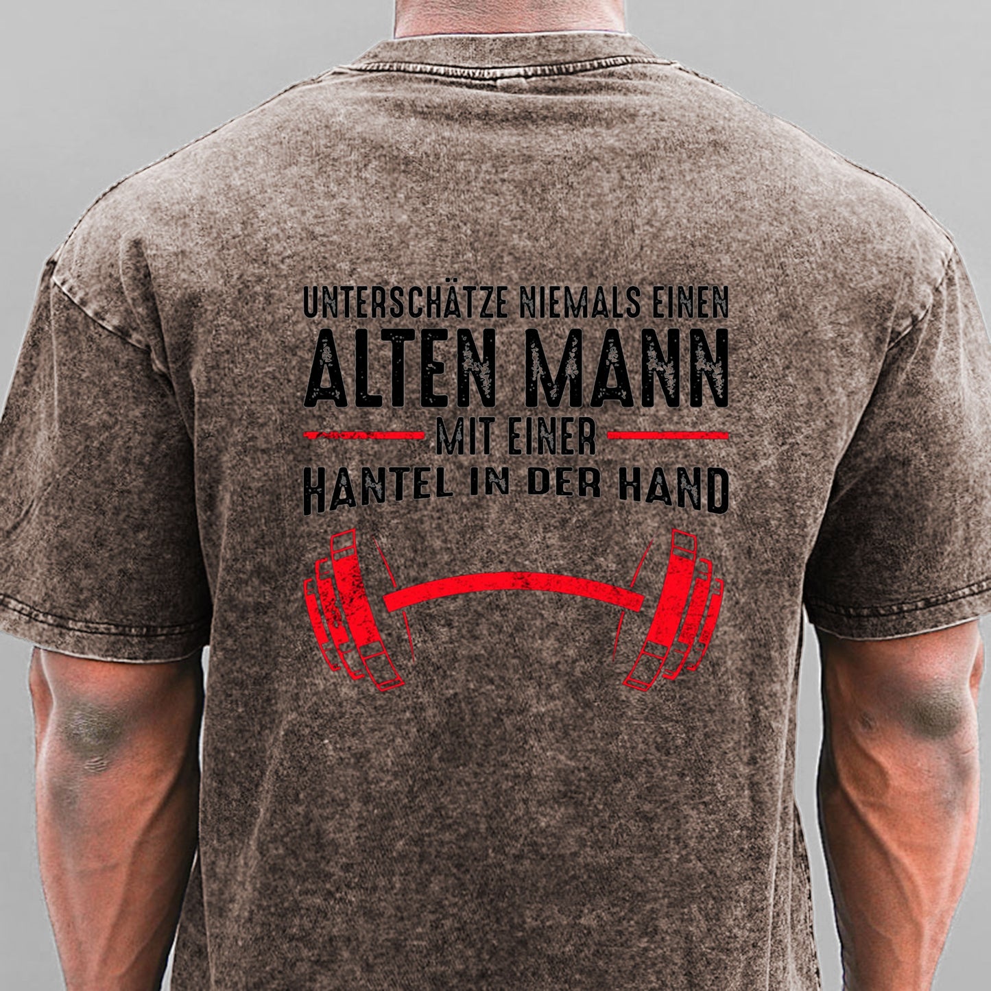 Fitness Retro Männer Gewaschene Vintage T-Shirt
