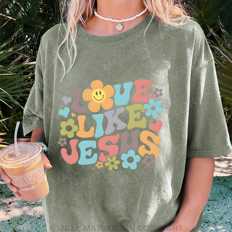 Maturelion Liebe Wie Jesus Damen Gewaschene Vintage T-Shirt