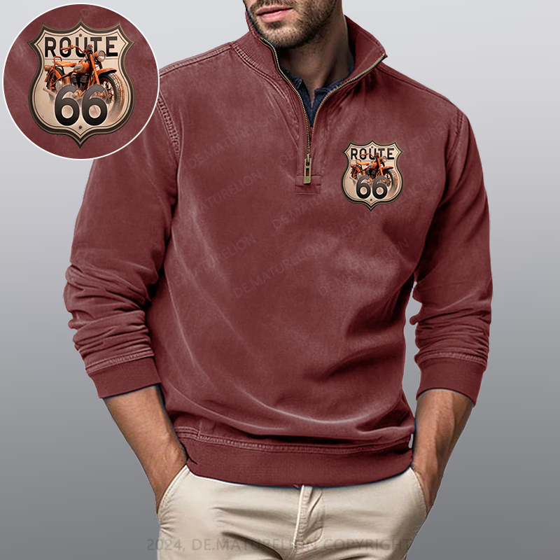 Maturelion Route 66 Stehkragen Poloshirt