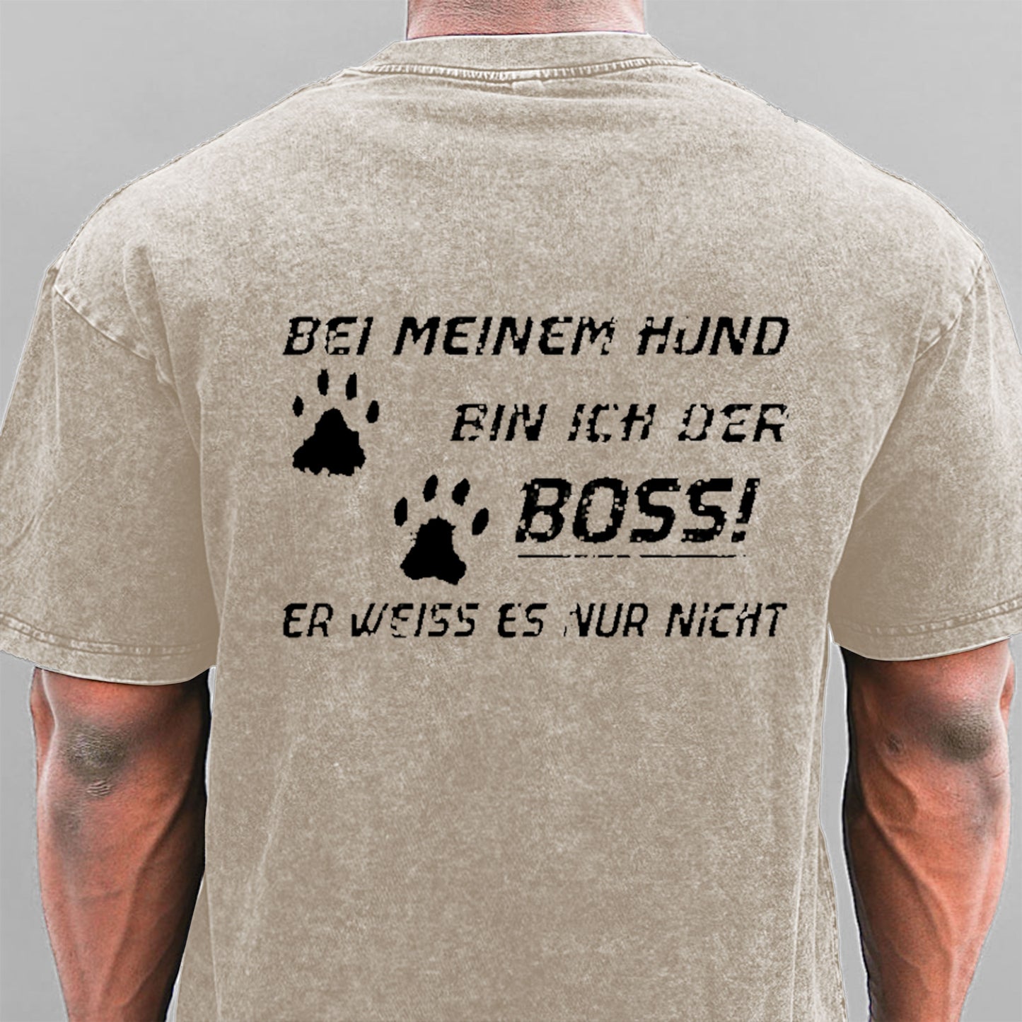 Bei Meinem Hund Bin Ich Der Boss! Er Weiss Es Nur Nicht Gewaschene Vintage T-Shirt