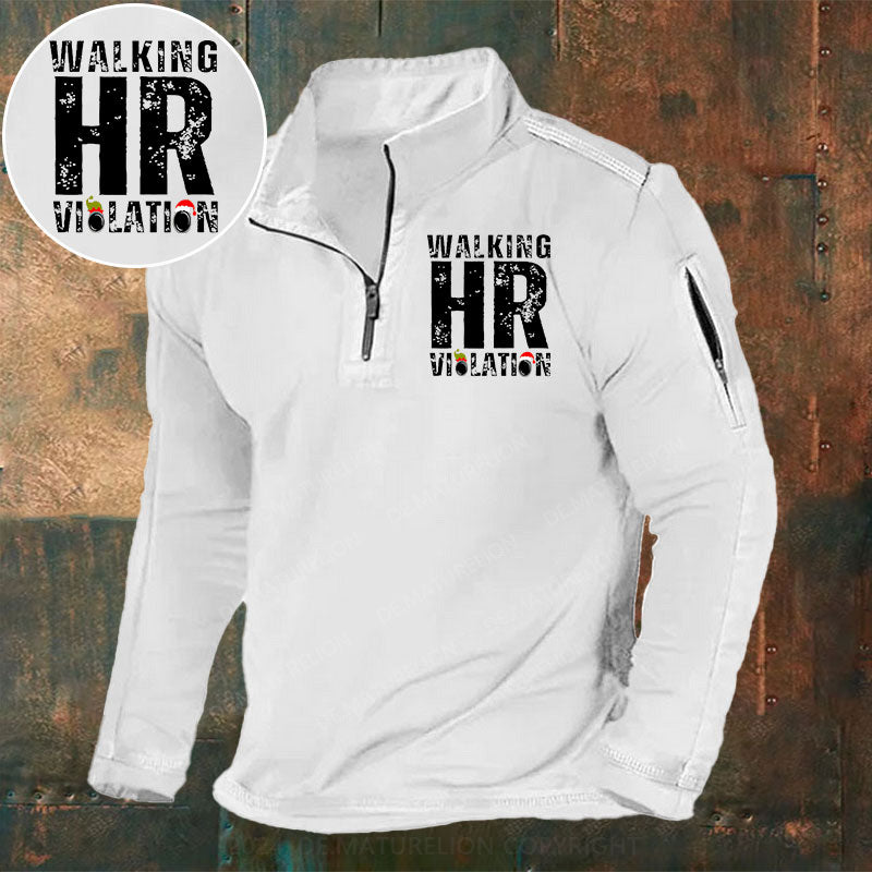 Walking HR Violation Stehkragen Reißverschluss Polo Shirt
