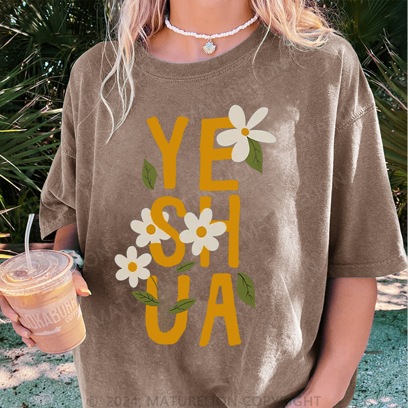 Maturelion Yeshua Damen Gewaschene Vintage T-Shirt