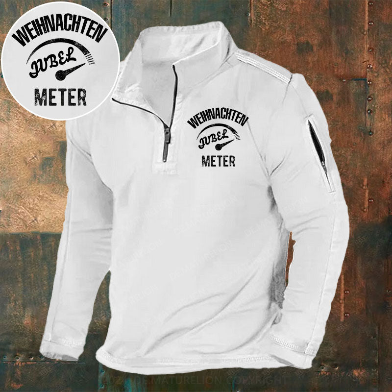 Weihnachten Jubel Meter Stehkragen Reißverschluss Polo Shirt