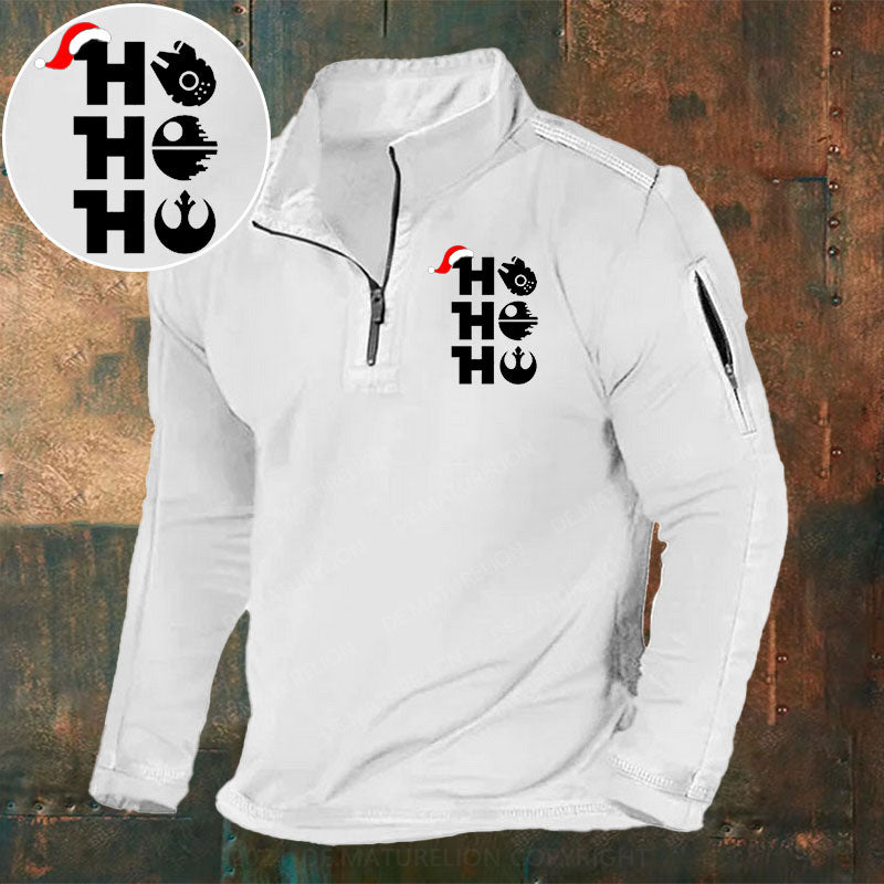 Ho Ho Ho Stehkragen Reißverschluss Polo Shirt