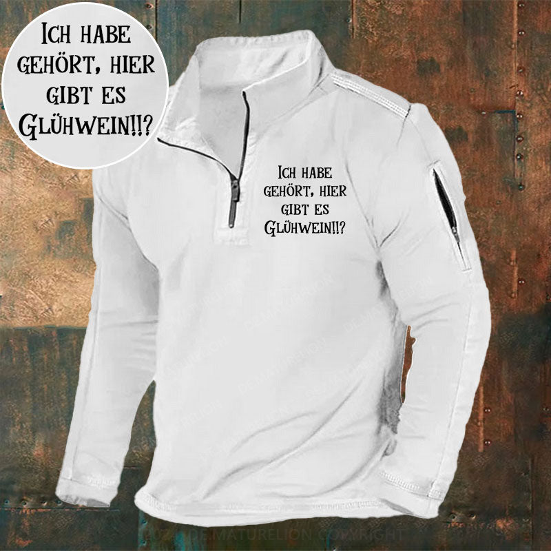 Glühwein trinken Weihnachtsmarkt Weihnachtsfeier Stehkragen Reißverschluss Polo Shirt