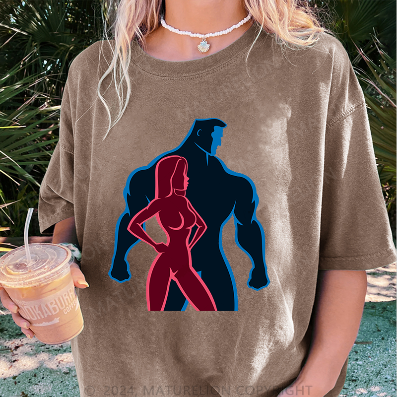 Maturelion Gym Damen Gewaschene Vintage T-Shirt