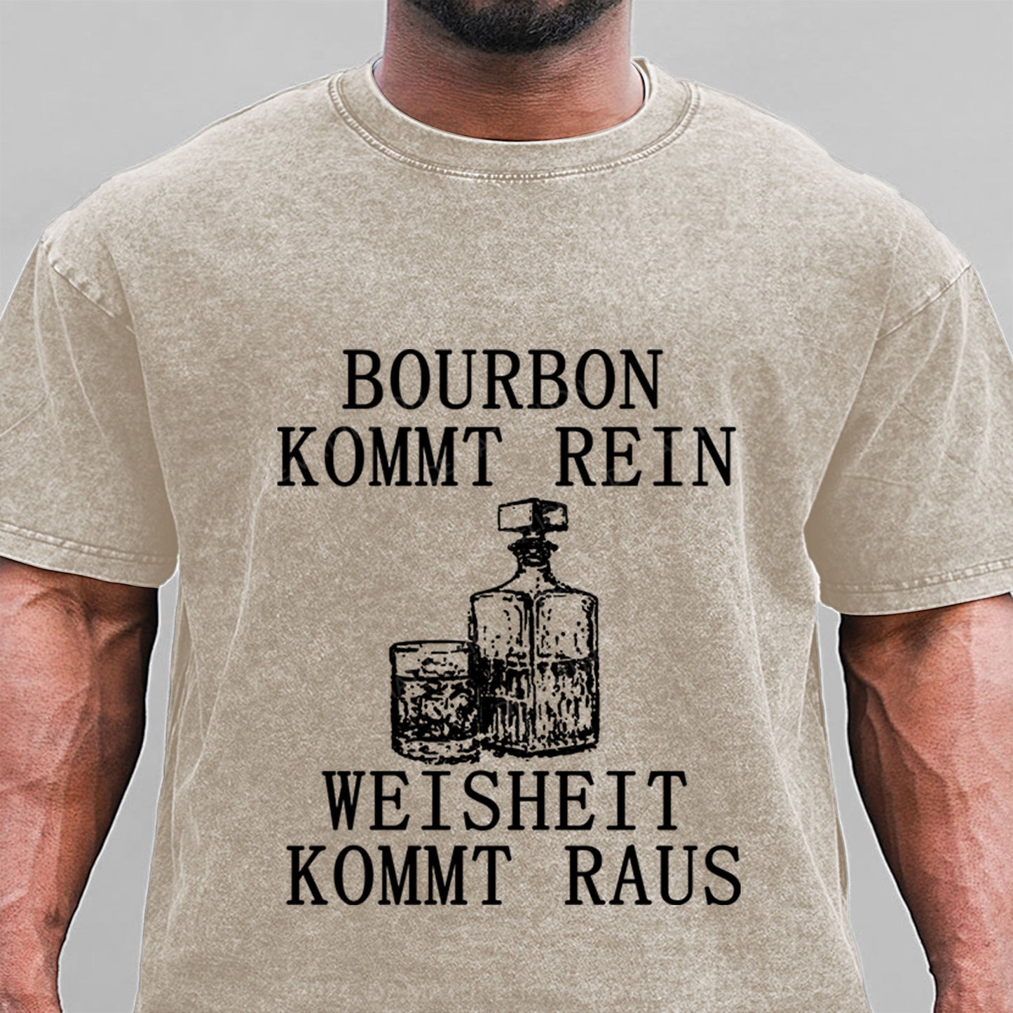 Bourbon kommt rein Weisheit kommt raus Gewaschene Vintage T-Shirt