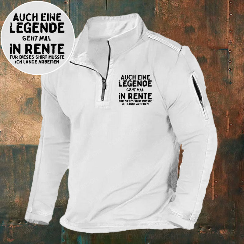Auch Eine Legende Geht Mal In Rente Stehkragen Reißverschluss Polo Shirt