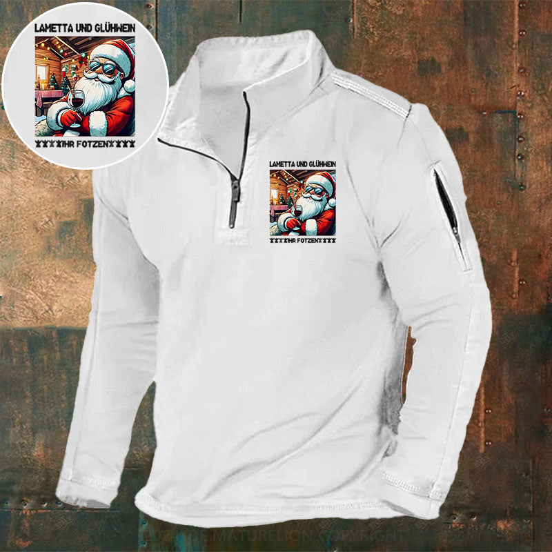Lametta Und Glühwein Ihr Fotzen Stehkragen Reißverschluss Polo Shirt