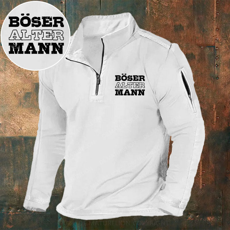 Böser Alter Mann Stehkragen Reißverschluss Polo Shirt