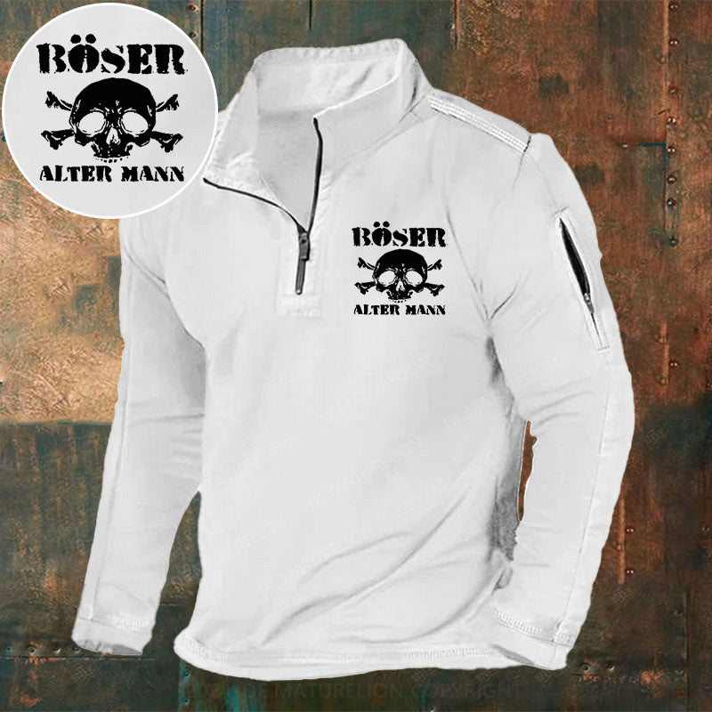 Böser Alter Mann Stehkragen Reißverschluss Polo Shirt