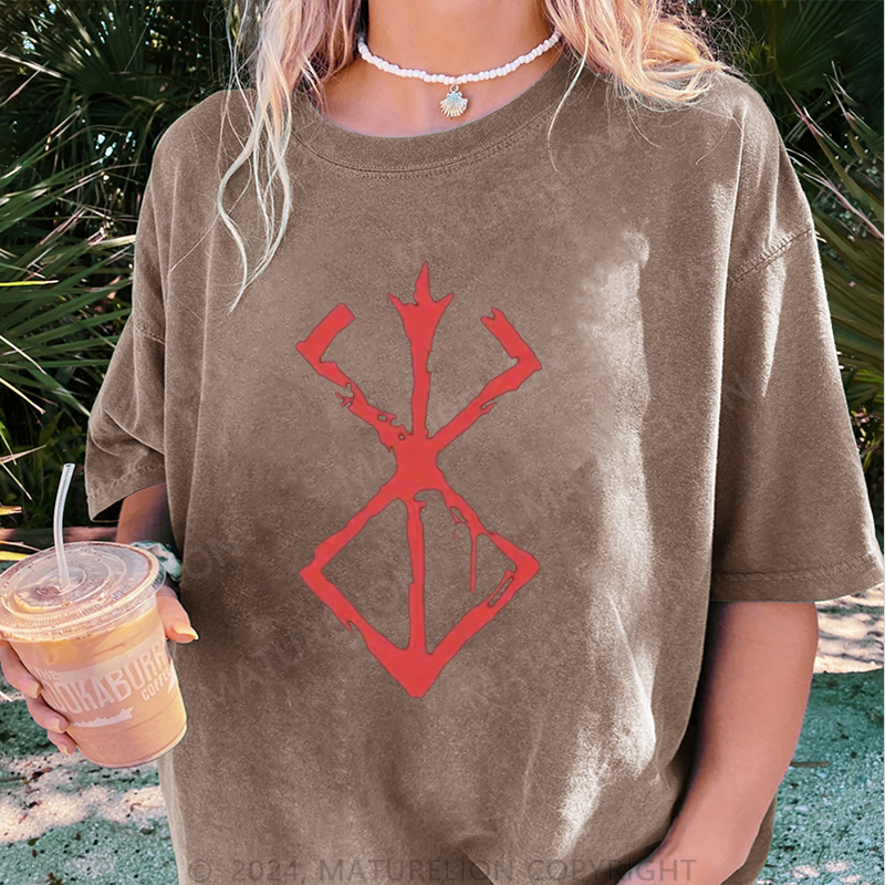 Maturelion Berserker Schädel Damen Gewaschene Vintage T-Shirt