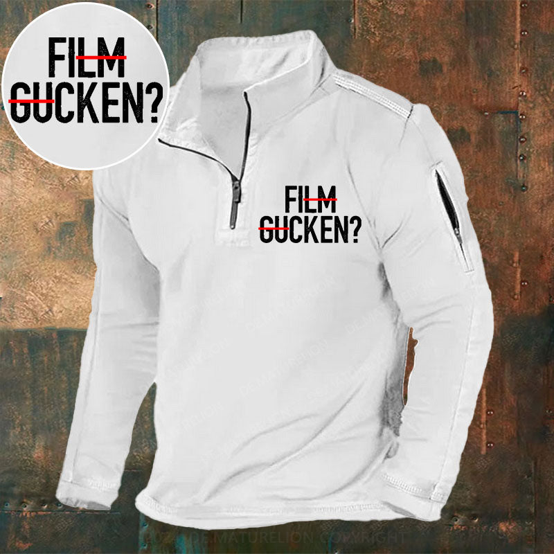 Film Gucken Stehkragen Reißverschluss Polo Shirt