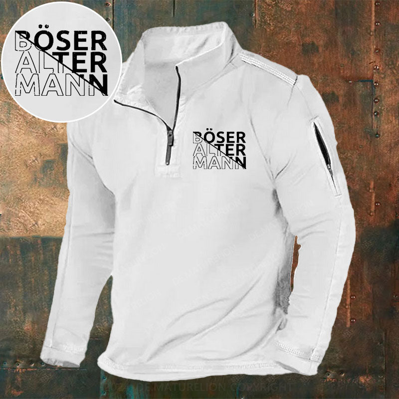Böser Alter Mann Stehkragen Reißverschluss Polo Shirt